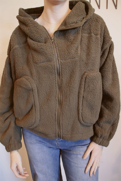 Oversized Teddy Bear Zip-Up Hoodie