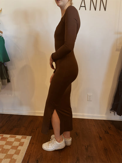 Soft Knit Maxi Dress | Brown