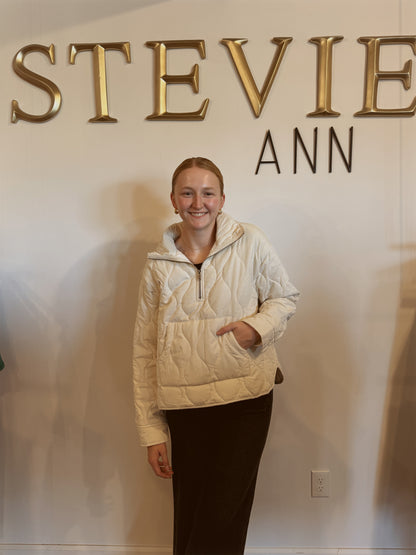 Quilted Half Zip High Neck Pullover