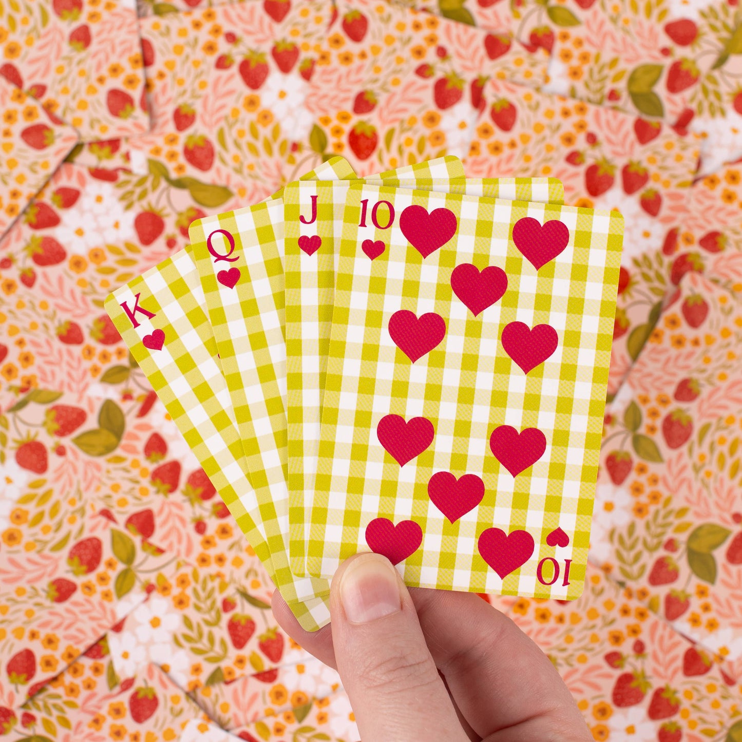 Strawberry Patch x Green Gingham Deck of Cards