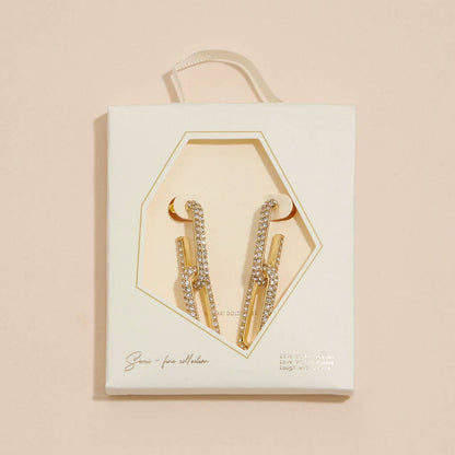 Linked 18K Gold Dip CZ Dangling Earrings