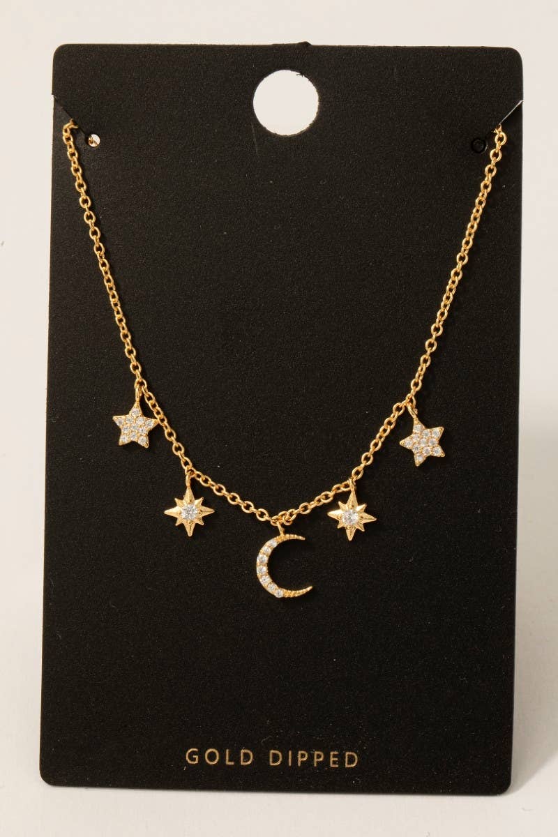 Star And Moon Charms Necklace