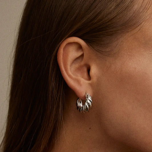 Twisted 18K Gold Dip Open Hoop Earrings
