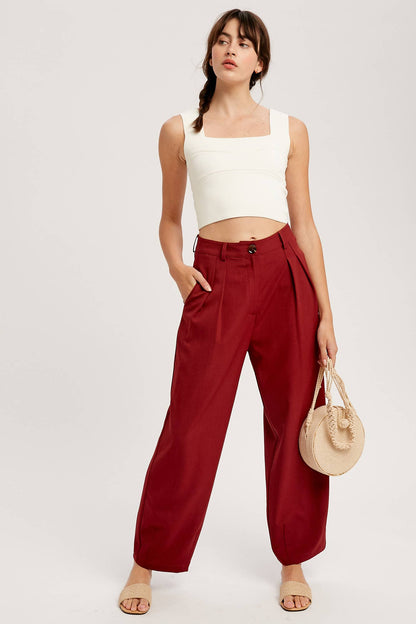 Pleated Wide-Leg Trousers