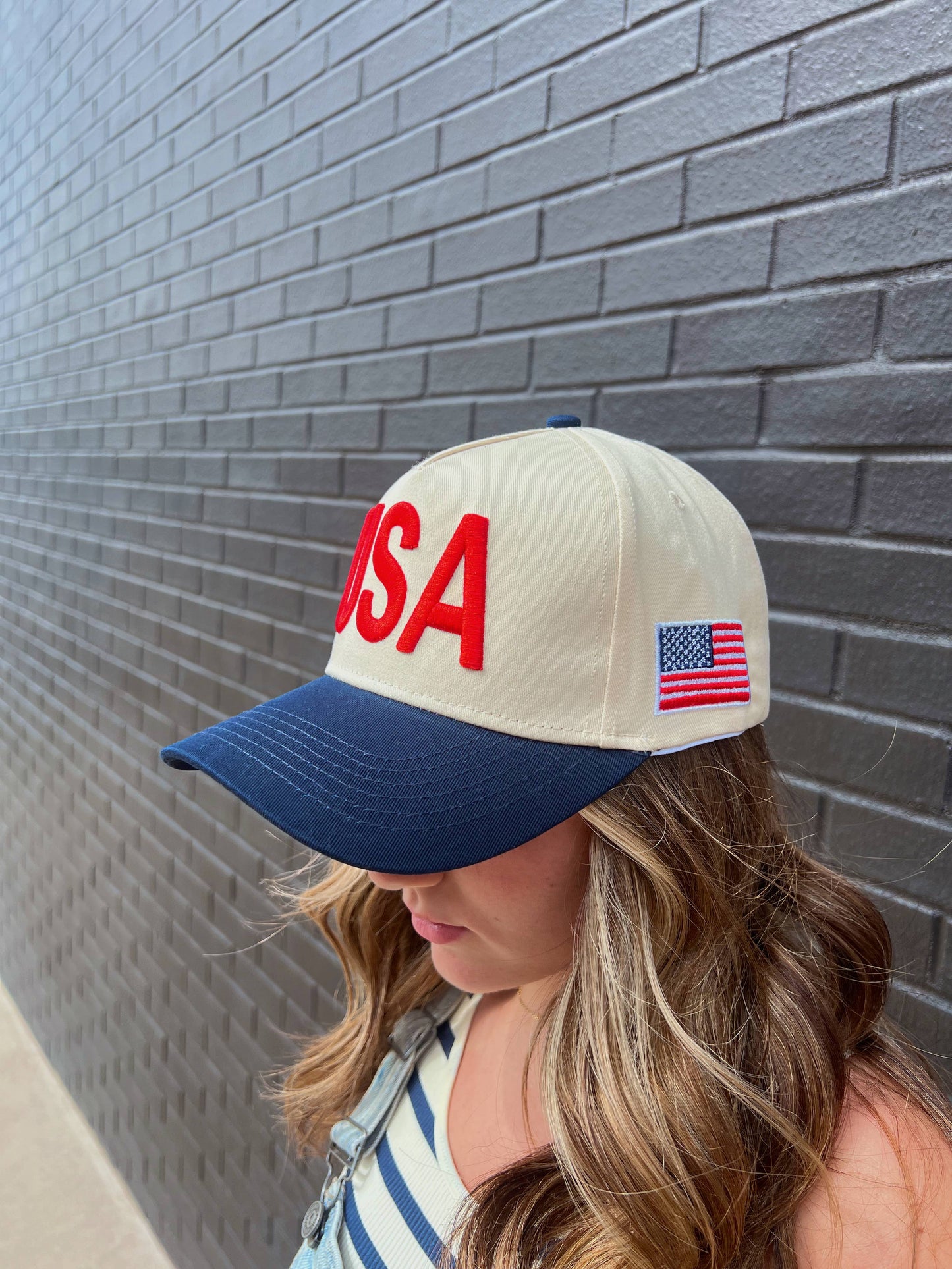 USA Vintage Trucker Hat-Blue