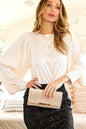 Sequin Cuff Satin Blouse | Chose Color