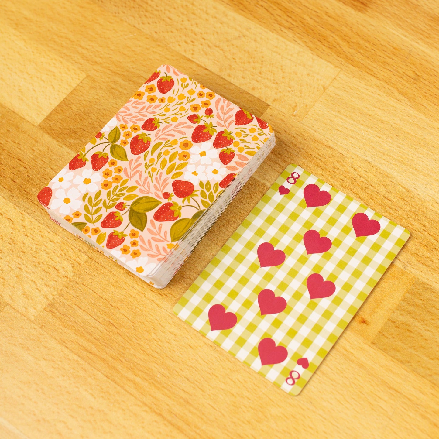 Strawberry Patch x Green Gingham Deck of Cards
