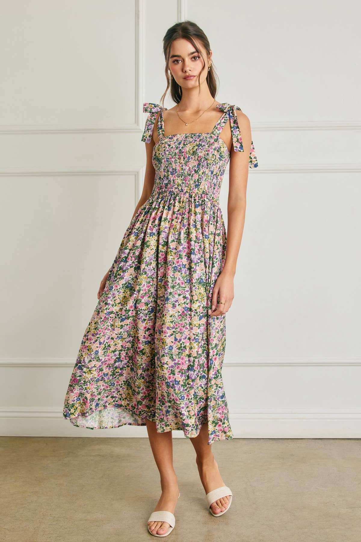 Floral Smocked Midi Dress
