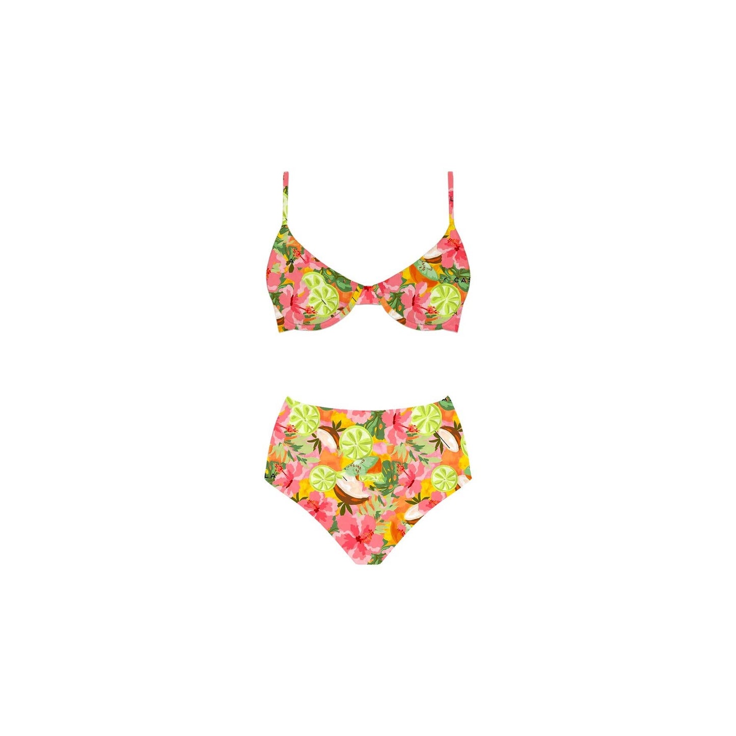 High Waisted Tropical Print Bikini Set