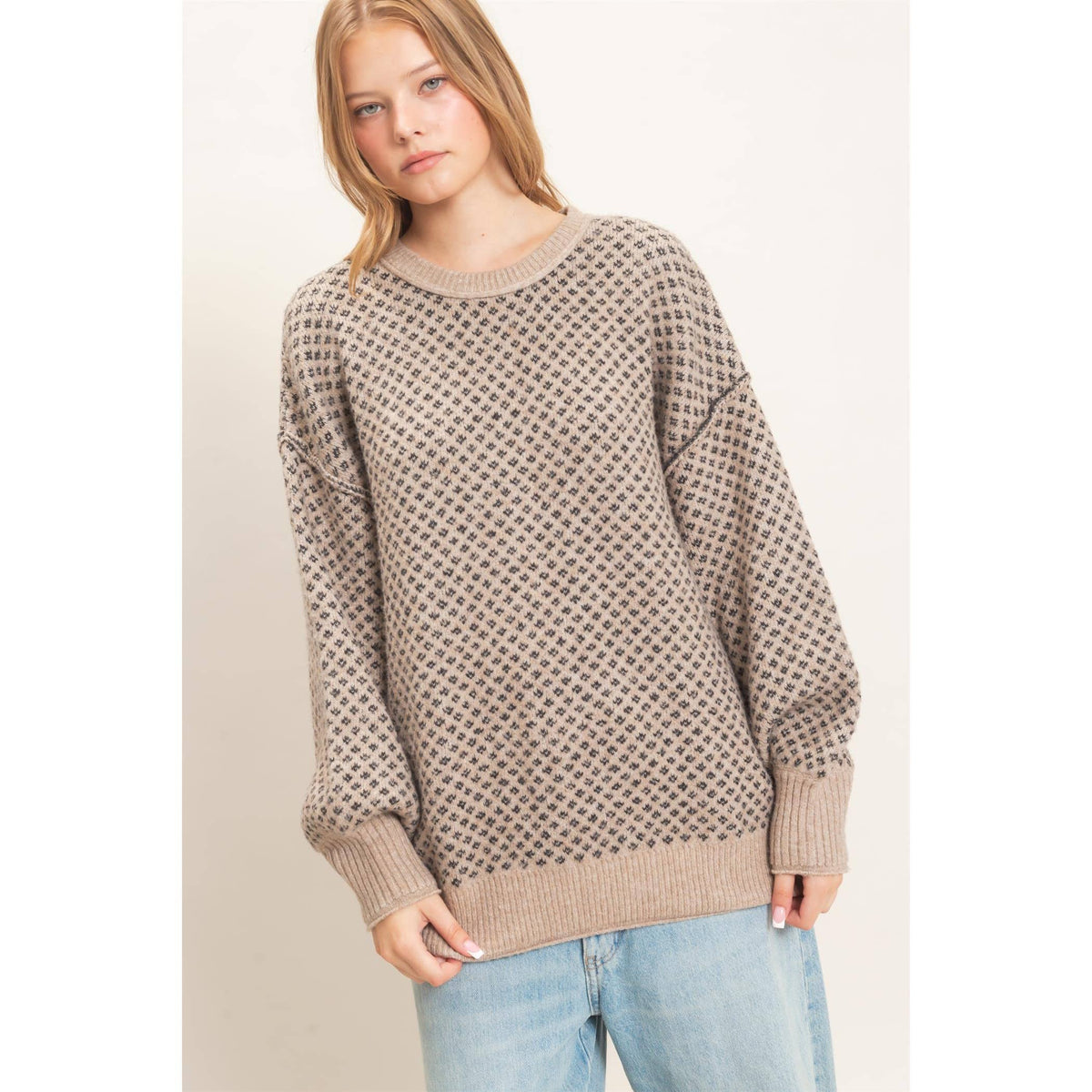 Diamond Jacquard Knit Sweater