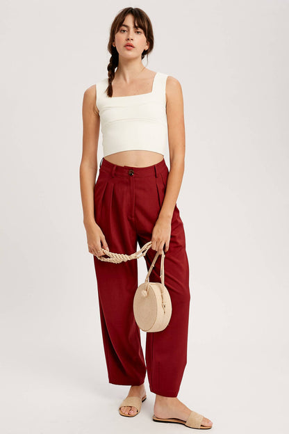 Pleated Wide-Leg Trousers