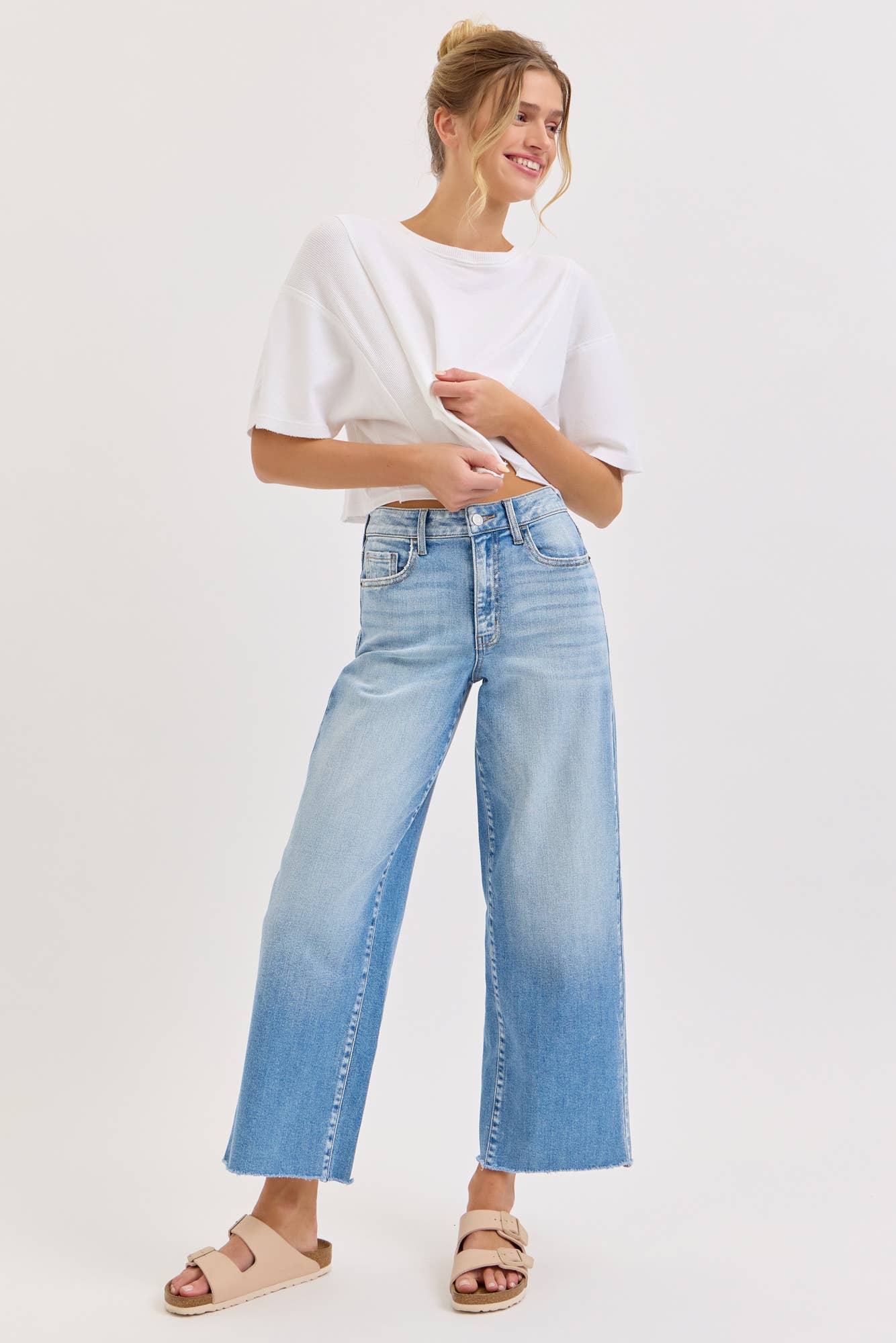 High Rise Crop Wide Leg with Raw Hem | Cello