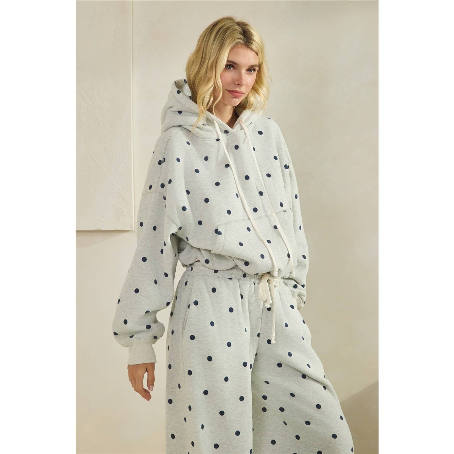 Polka Dot Knit Hoodie