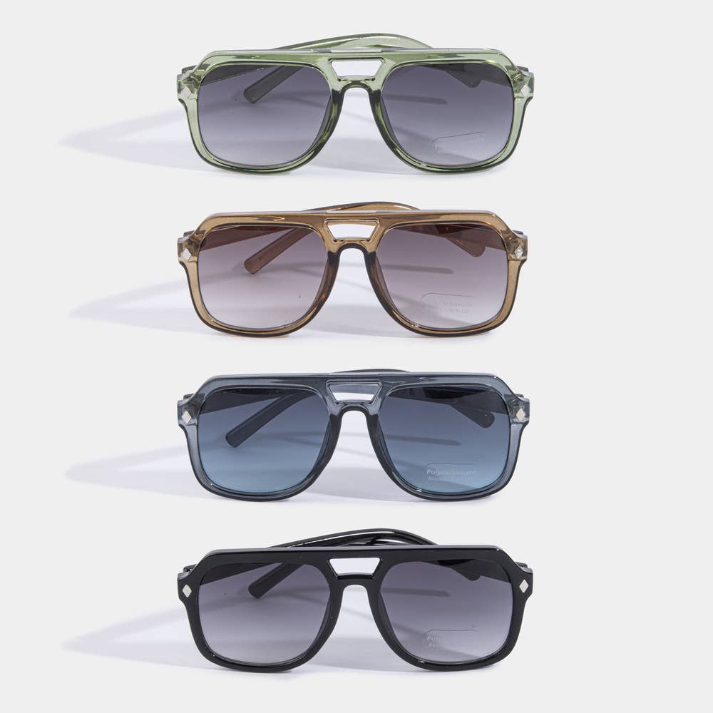 Square Navigator Double Bridge Sunglasses