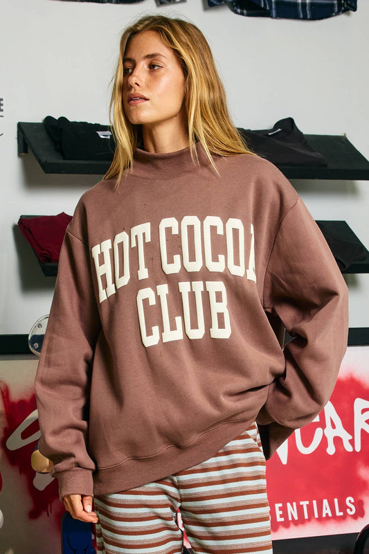 'HOT COCOA CLUB' Mock Neck Sweatshirt