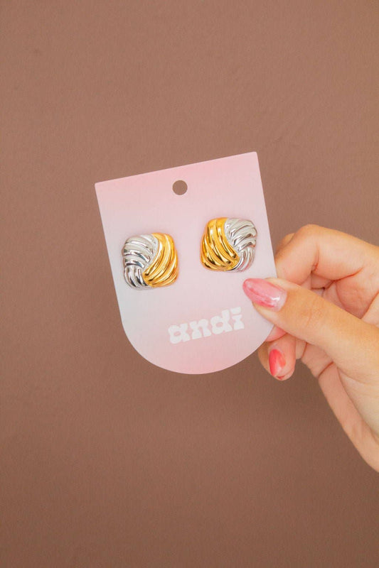 Mixed Metal Square Studs - Hypoallergenic | FINAL SALE