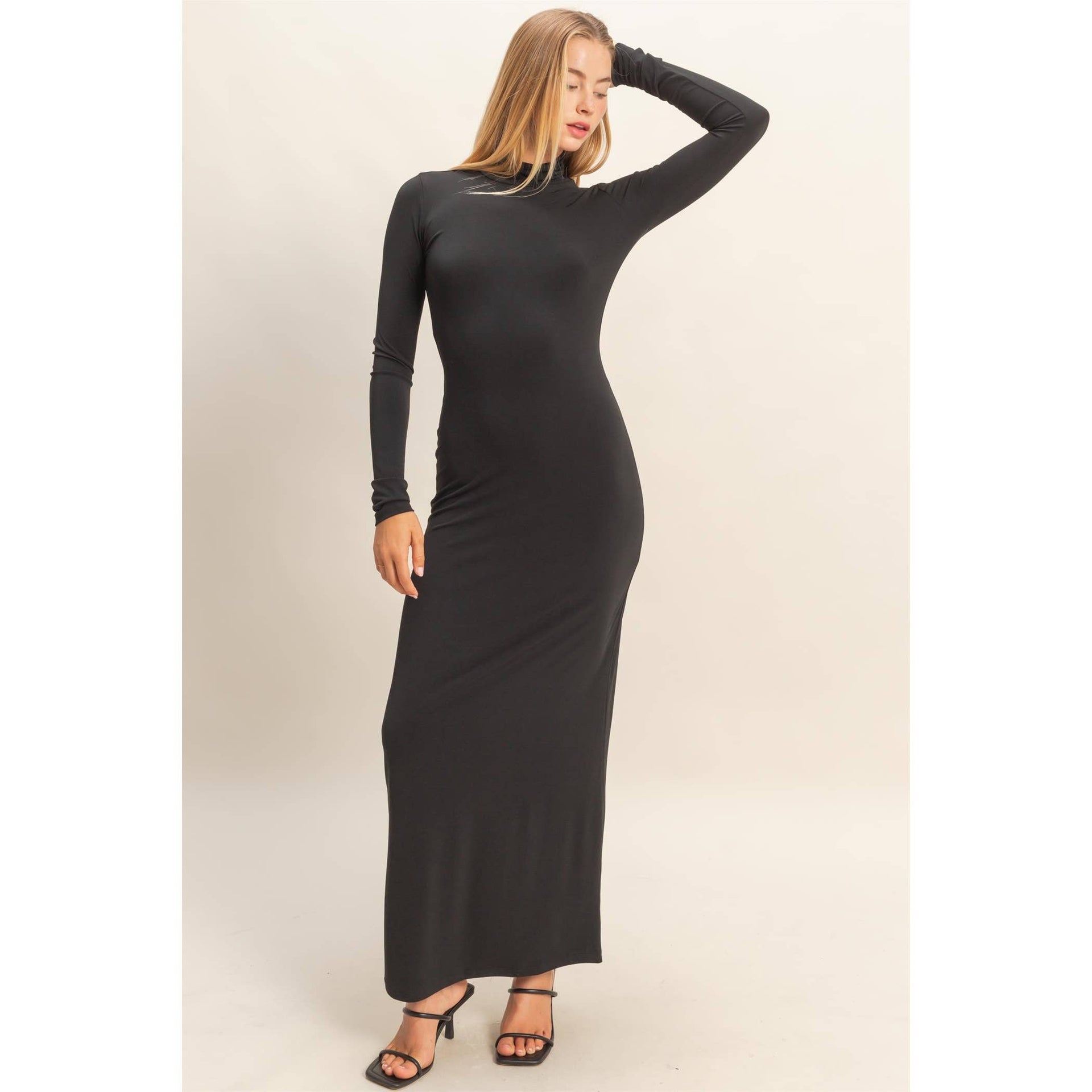 maxi black off the shoulder dress Elegant Elena Maxi Dress in Black
