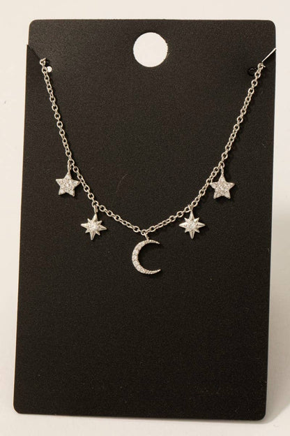 Star And Moon Charms Necklace