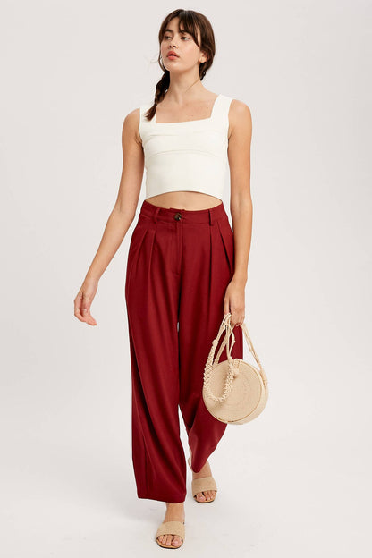 Pleated Wide-Leg Trousers