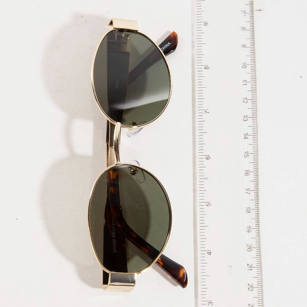 Metal Frame Oval Lens Sunglasses Set