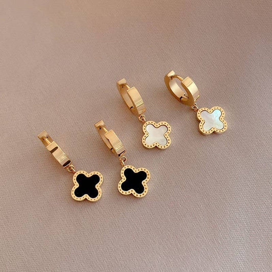 Waterproof Clover Huggie Hoops