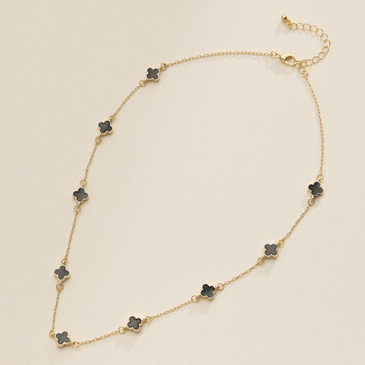 Enamel Clover Station Necklace