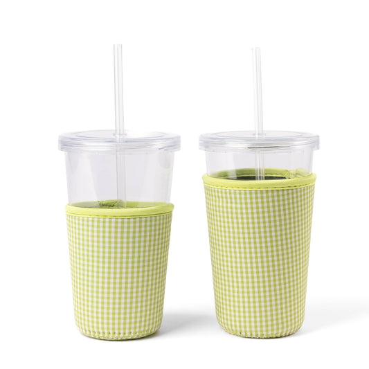Green Gingham Drink Sleeve