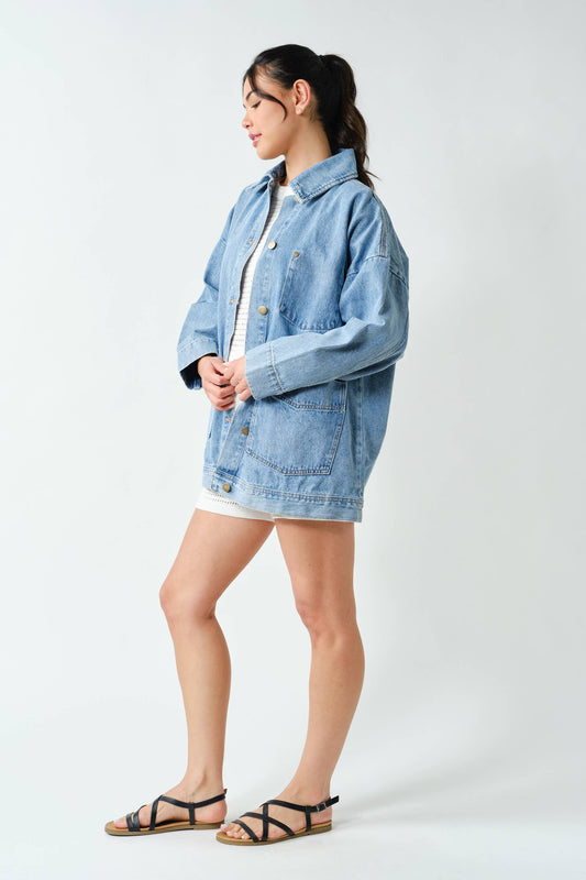 Oversized Boxy-Cut Denim Jacket