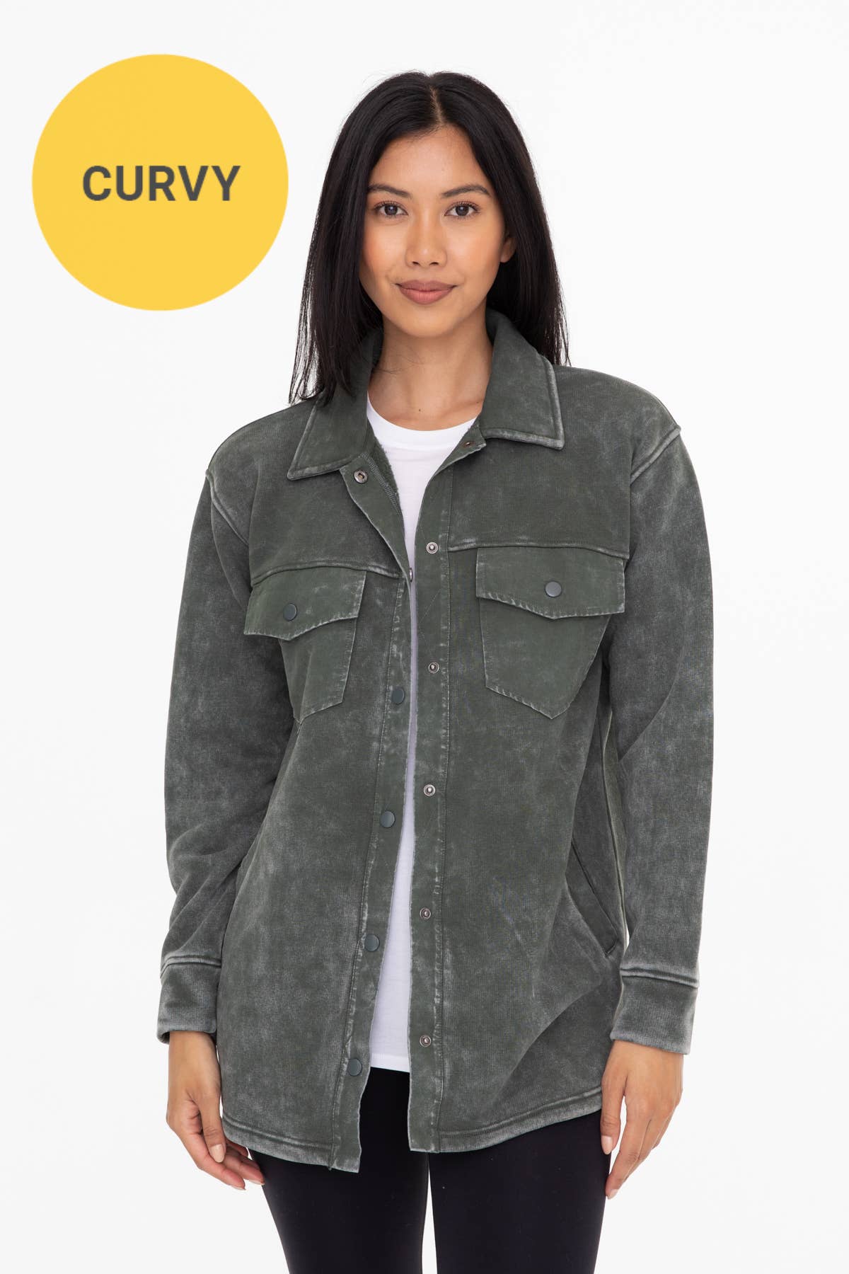 Plus Snap-On Shacket with Pockets