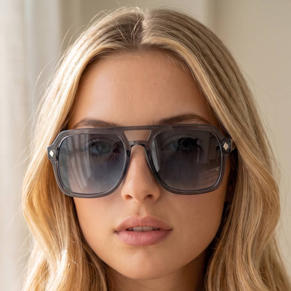Square Navigator Double Bridge Sunglasses