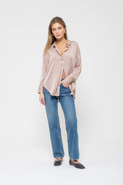 Eden Pinstripe Button-Down Top