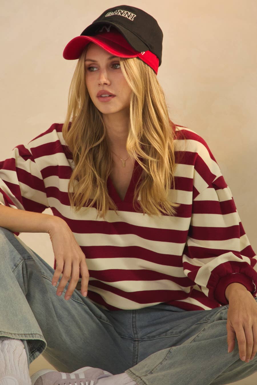 Plus Striped Ottoman Pullover