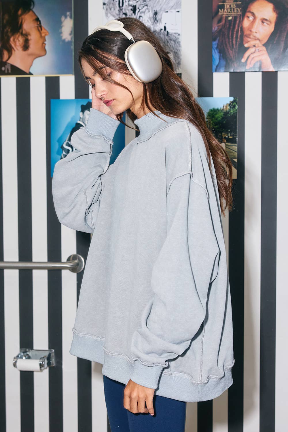 Retro Wash Mock Neck Pullover