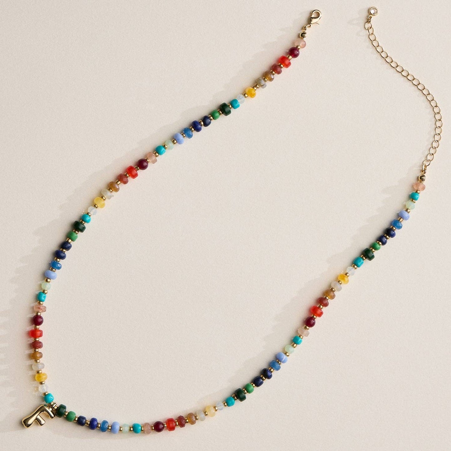 Beaded Initial Charm Necklace