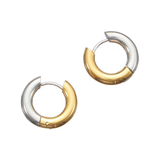Two Tone 18K Gold Plated Basic Huggie