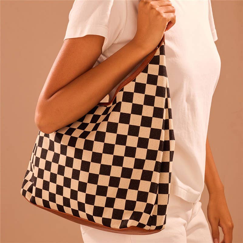 Checkmate Canvas Hobo Bag
