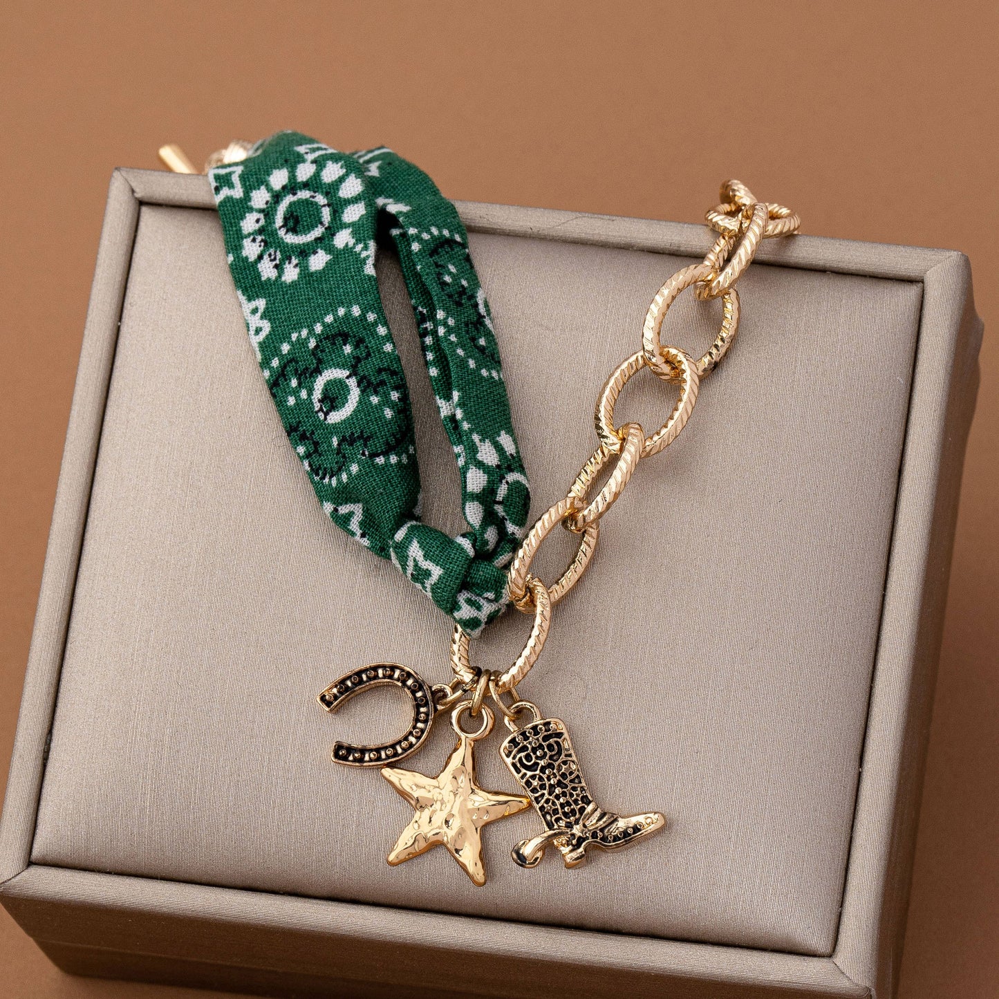 Scarf Charm Bracelet- Boot Star Horseshoe