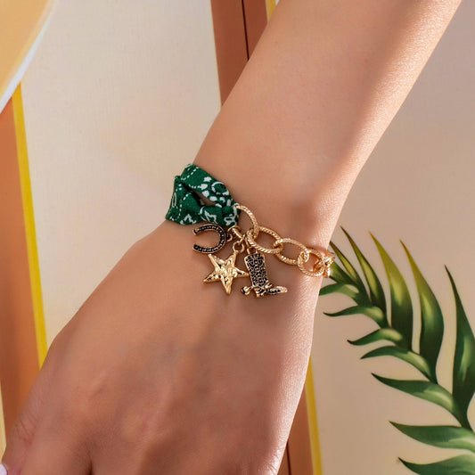 Scarf Charm Bracelet- Boot Star Horseshoe