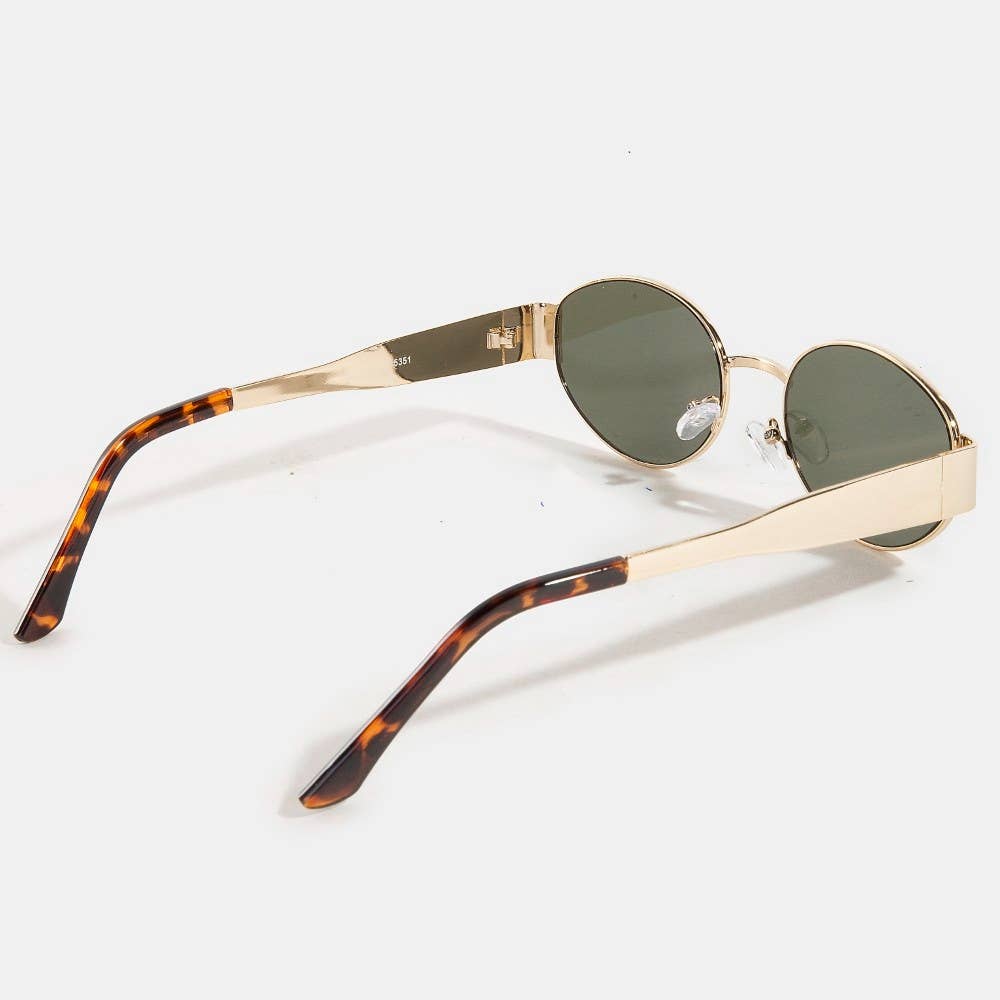 Metal Frame Oval Lens Sunglasses Set