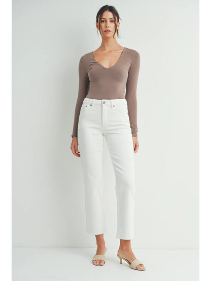 Pearly Clean Stretch Straight Jeans | Cream