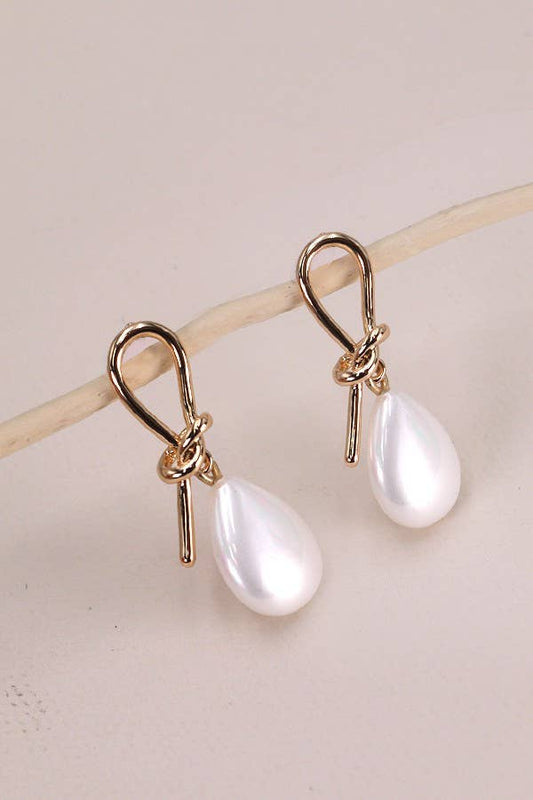 Wired Bow Opal Teardrop Earrings | Lead & Nickel Compliant