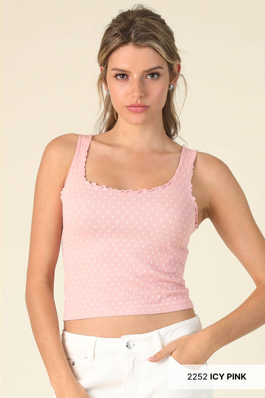 Polka Dot Edge Crop Top