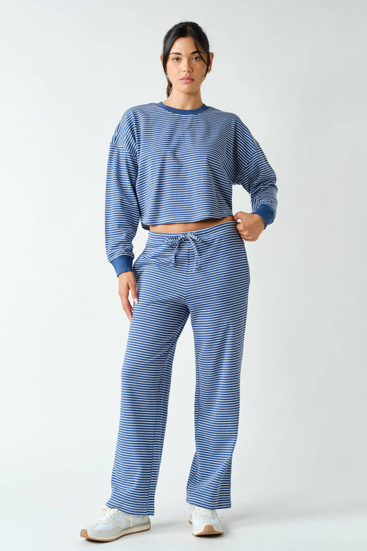 Coastal Striped Crop Top & Pant Set