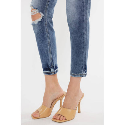 High Rise Distressed Mom Jeans | Medium Wash