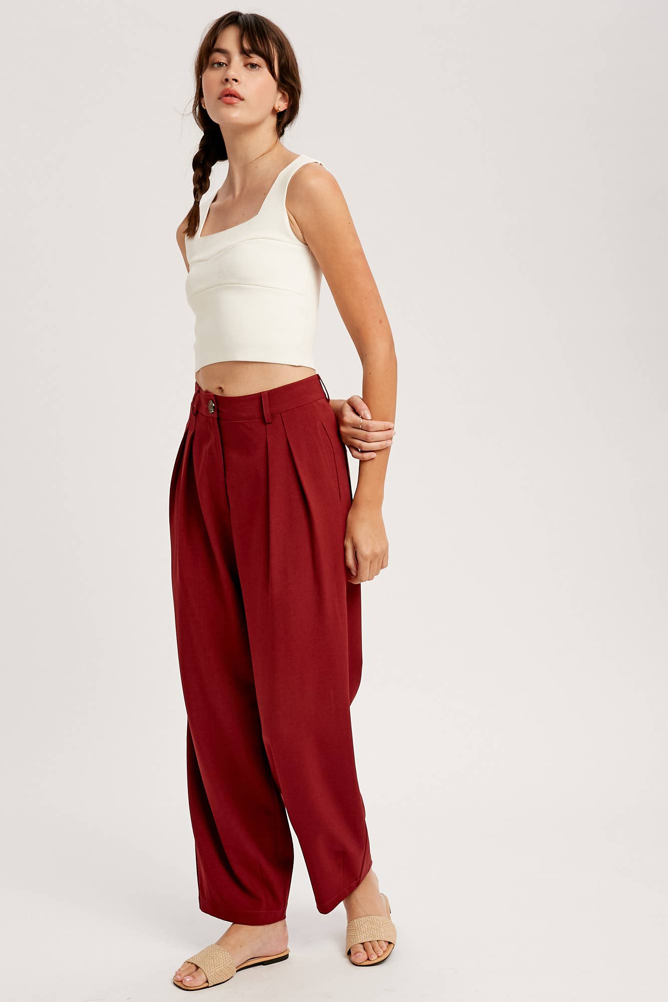 Pleated Wide-Leg Trousers