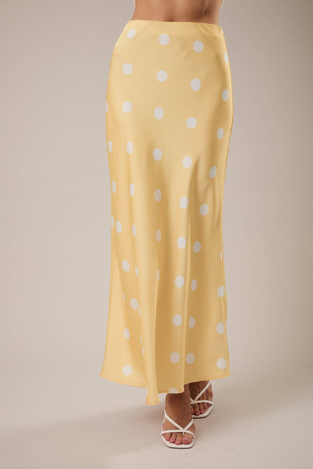 Polka Dot Satin Midi Skirt