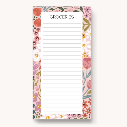 Floral Magnetic Grocery Notepad