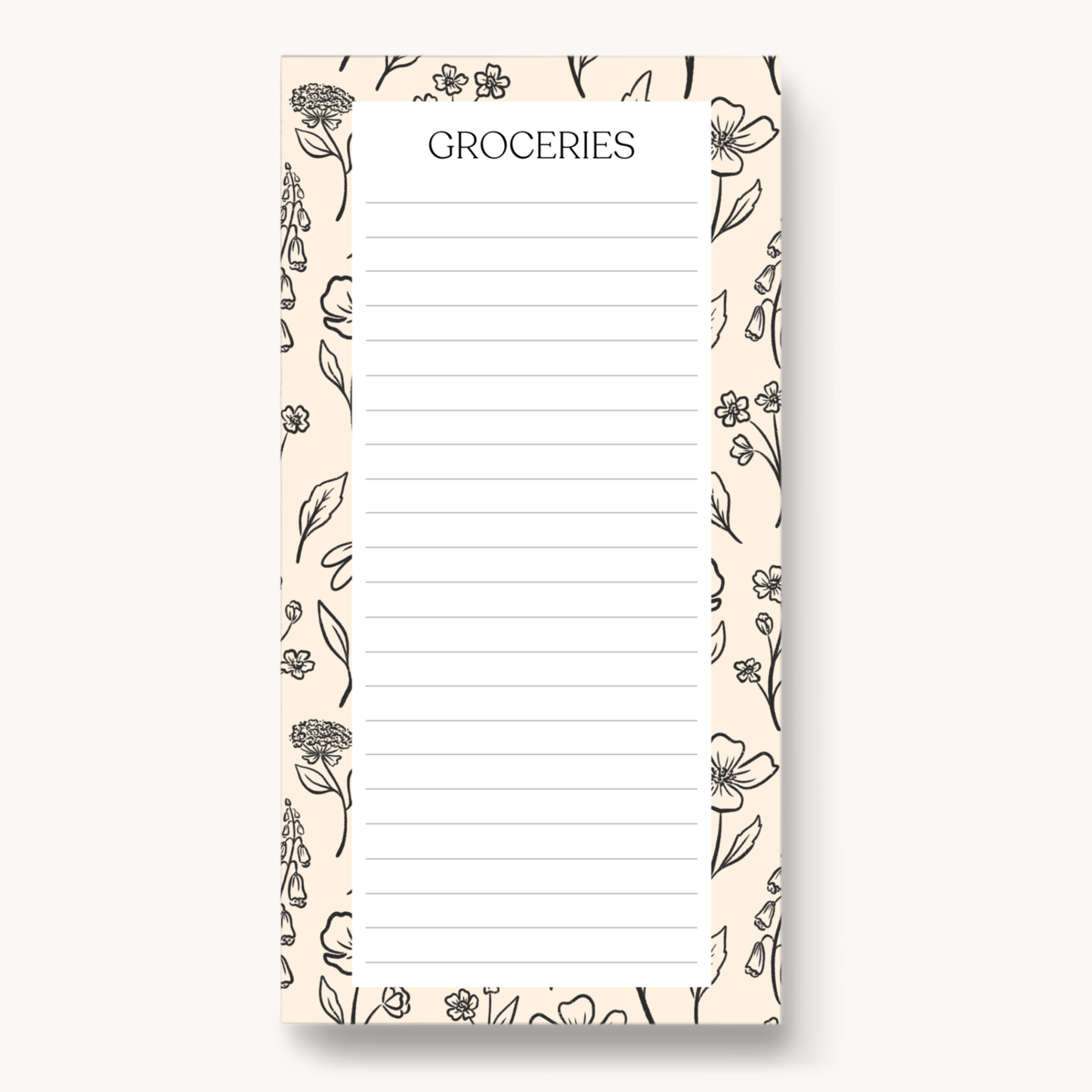 Pressed Floral Magnetic Grocery Notepad