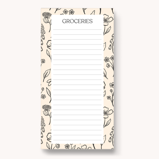 Pressed Floral Magnetic Grocery Notepad