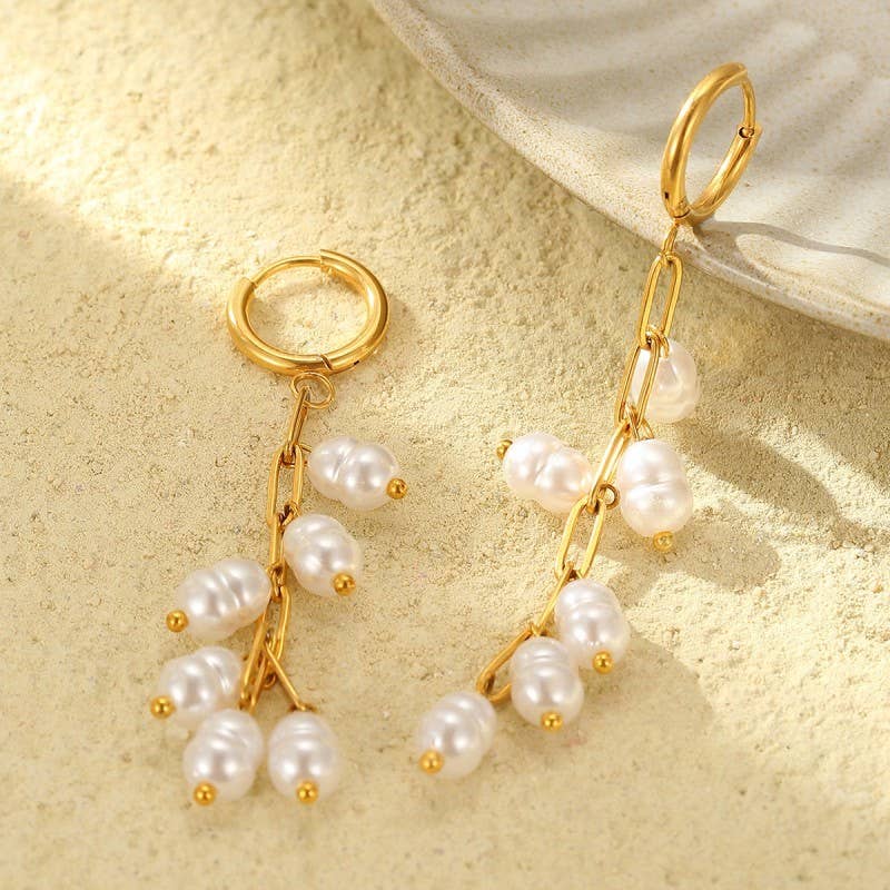 Golden Grace Pearl Drop Earrings